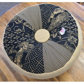 Black and Beige Tuffet with Band