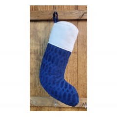 Blue and White Christmas Stocking PIllow