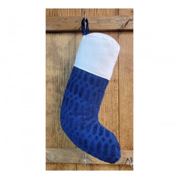 Blue and White Christmas Stocking PIllow